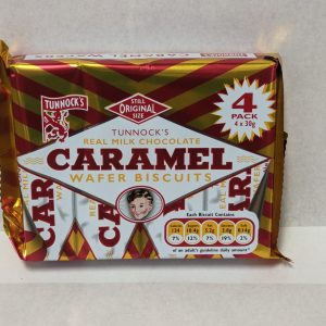 TUNNOCKS REAL MILK CHOCOLATE WAFER BISCUITS CARAMEL - 4 PACK